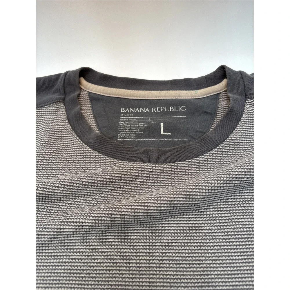 Banana Republic Thermal Style Long Sleeve‎ Shirt Mens Size Large Gray Cotton